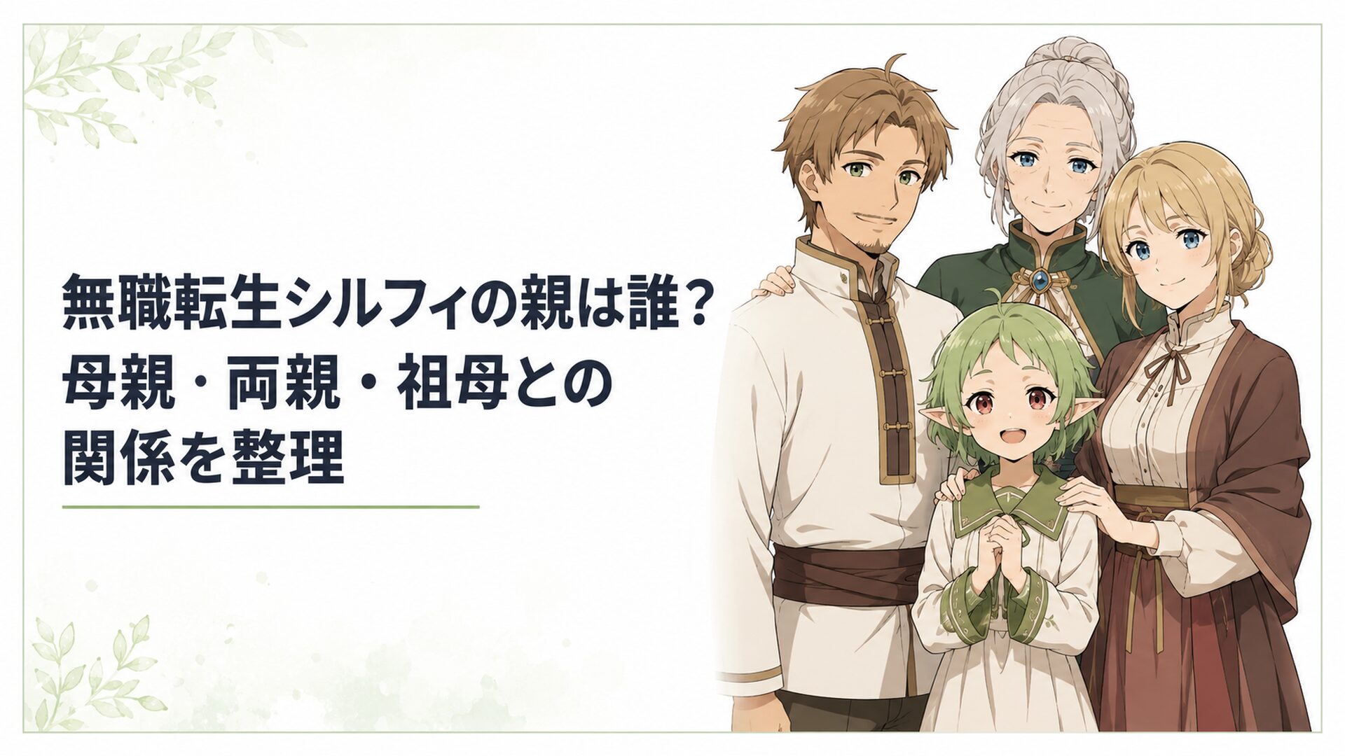 幼いシルフィと父ロールズ、母親、その背後に立つ祖母エリナリーゼ