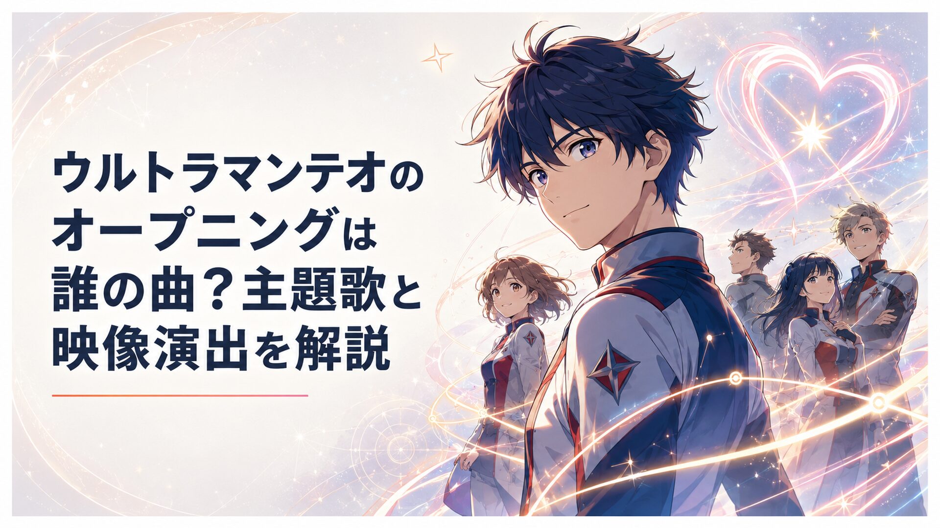 光石イブキと仲間たちを背景にオープニング主題歌LINK HEARTSの世界観を表現した場面